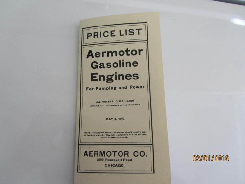 Aermotor Gas Engine Catalog Price Book Pumping Windmill Motor Manual Hit &amp; Miss