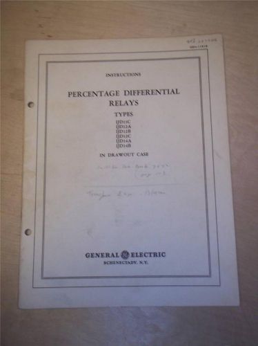 General Electric Manual~Percentage Differential Relay IJD 11 12 C A B~Switchgear