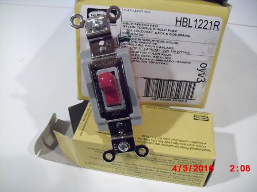 10 NIB HUBBELL HBL1221R Single Pole Toggle Switch RED 20A 120/277 VAC