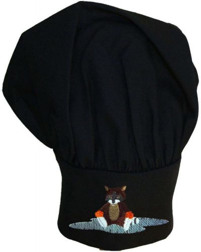 Ice Skating Raccoon Chef Hat Adjustable Winter Kitchen Cook Monogram Black Avail