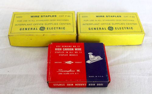 3 Partially Filled Vintage Boxes of Staples - General Electric &amp; Swingline