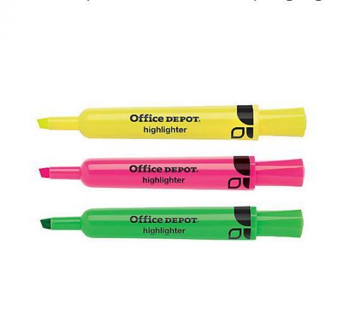 Office Depot Brand Chisel Tip Highlighter  Assorted Pack Of 3 New Sealed