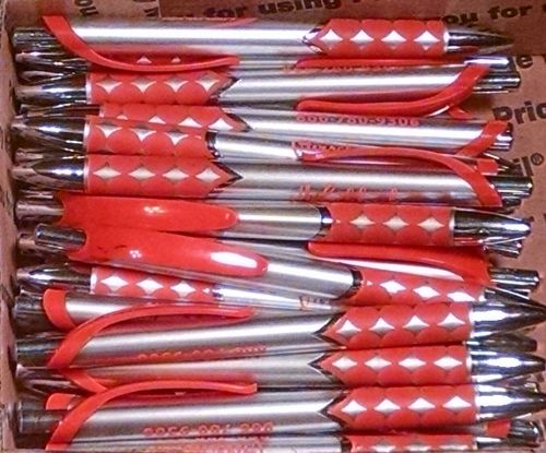 10 New Misprint Retractable Ballpoint Ink Pens, Orange and Silver (Black Ink)