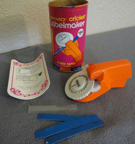 Vintage 1970 dymo cricket orange mini labeler tape embosser product # 1715 for sale