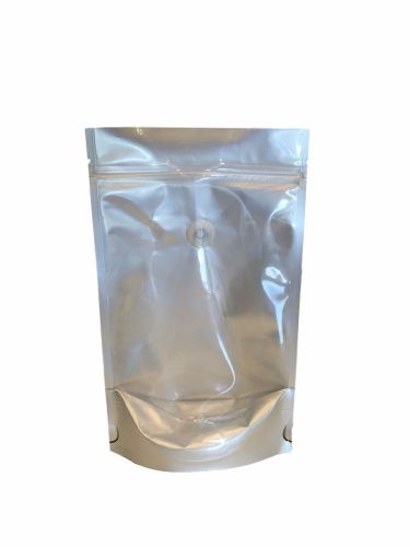 Black/clear mylar stand up bags pouches + zipper + valve 8oz 90ct for sale