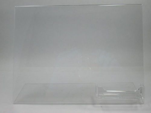 Clear acrylic 11x8.5 slanting slanted sign holder with business card holder