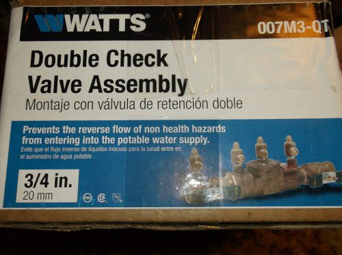 New watts 3/4&#039;&#039; double check valve backflow preventer 007m3-qt for sale