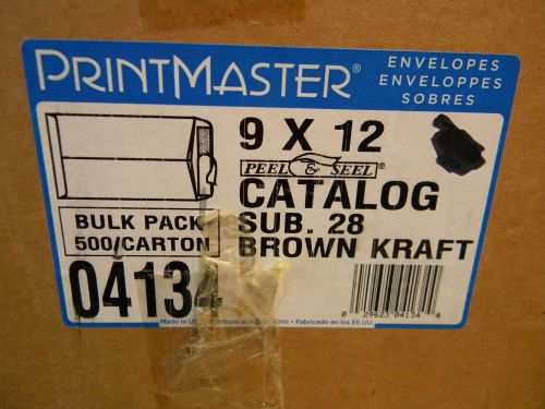 Brown Kraft 9 X 12 Catalog Peel &amp; Seel Closure Envelopes 500 Count