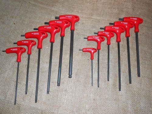 Facom 12-pc two-tip ball end t-handle hex key set, sae 5/32&#034;-3/8&#034;, metric 3-8mm for sale