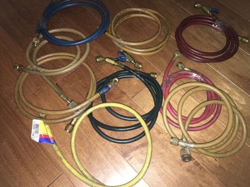 9 Assorted YELLOW JACKET CHARGING HOSES Plus II, Ball valves, Standard NO RESERV