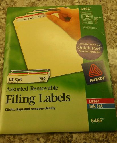 Avery Assorted Removable Filing Labels - 750 / Pack - White (AVERY 6466)