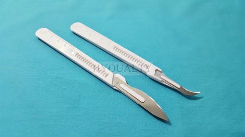 2 ASSORTED DISPOSABLE STERILE SURGICAL SCALPELS #24 #12 PLASTIC GRADUATED HANDLE