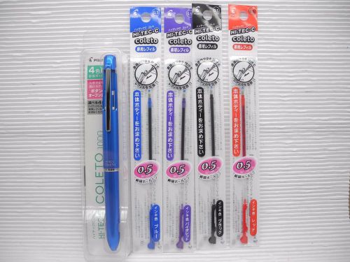 Blue Hi-Tec C COLETO 1000 Pilot needle tip 0.5mm rollerpen Black&amp;Blue&amp;Red&amp;Violet