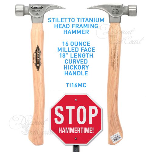 Stiletto 16oz titanium framing hammer, ti16mc, hickory handle, $125 retail!! for sale