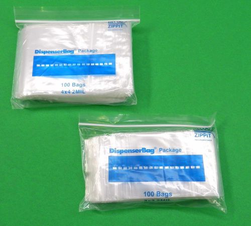 200 zip lock bags 3x3 &amp; 4x4 square even size bags clear poly 2mil baggies reloc for sale