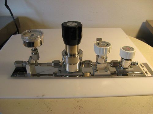 1/4&#034; high purity gas stick, aptech 60 regulator, gauge, 2 ewal valves, mounted for sale
