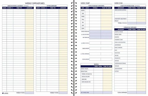 Adams Bookkeeping Record Book Weekly Format 8.5 x 11 Inches White (AFR70)