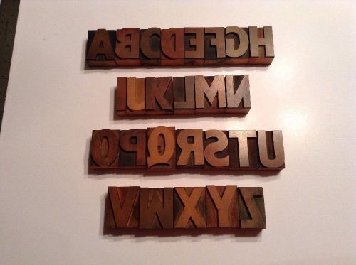 A-Z alphabet 2&#034; letterpress wooden printing blocks wood type Vintage printer