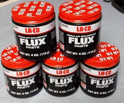 Five (5) new la-co soldering flux paste lead free solder laco 22104 (113g x 5) for sale