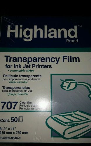 *BRAND NEW BOX OF &#034;HIGHLAND TRANSPARENCY FILM 707 FOR ink jet printers 50 SHEETS