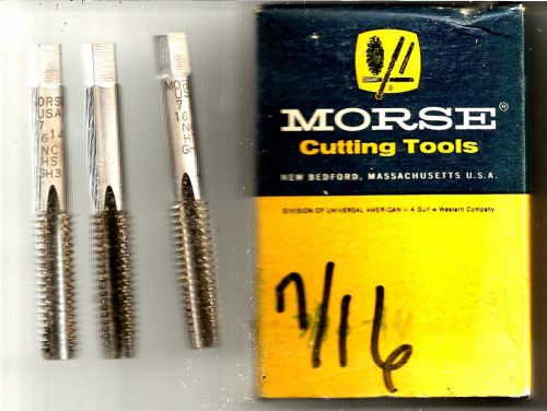 MORSE Hand Taps #2046 7/16- NC Ground Thread GH3 High Speed Steel Set NIB