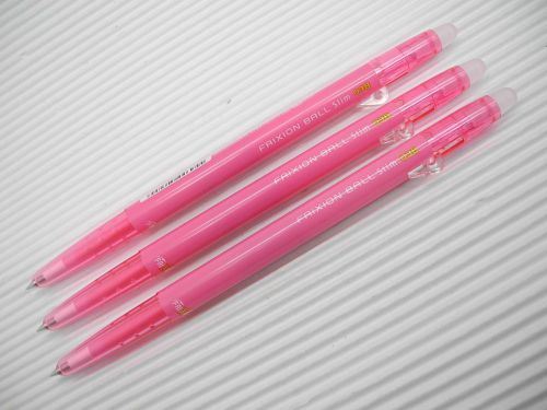 3pcs NEW PILOT retractable FRIXION ball slim 0.38mm roller ball pen Pink