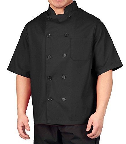 KNG Black Lightweight Short Sleeve Chef Coat - M