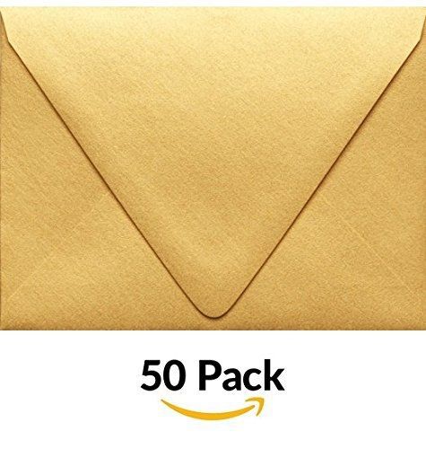 Envelopes store a2 contour flap envelopes (4 3/8 x 5 3/4) - gold metallic (50 for sale
