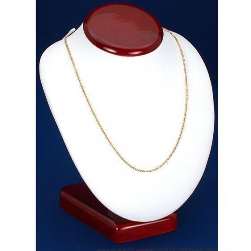 White Faux Leather Wood Necklace Bust Display 6.5&#034;