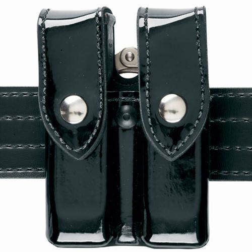 Safariland 72-83-9b black hi-gloss brass top flap mag/cuff pouch h&amp;k usp 9mm .40 for sale