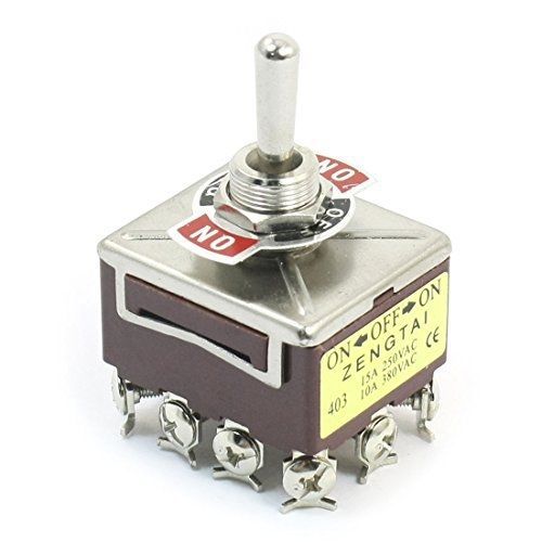 uxcell AC 380V 10A ON/OFF/ON 3 Positions 12 Pin Latching Toggle Switch 4PDT