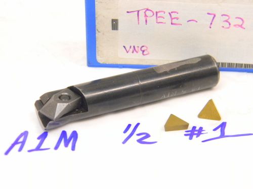 USED INDEXABLE ENDMILL  A1M 1/2 #1 SHANK: 1/2&#034; WITH 3PCS. CARBIDE INSERTS