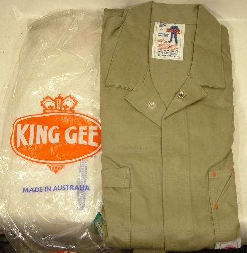 King Gee Overalls khaki 97 waist 107 chest sz 7 New Shell logo