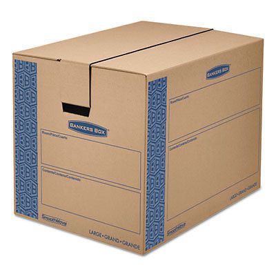 SmoothMove Prime Large Moving Boxes, 24l x 18w x 18h, Kraft/Blue, 6/Carton