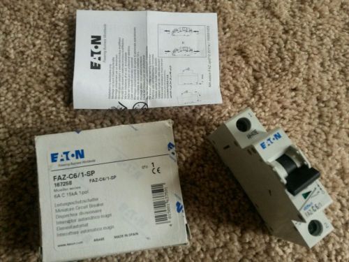 New EATON FAZ-C6/1-SP Miniature Circuit Breaker 167258. 6A C 15kA 1pol