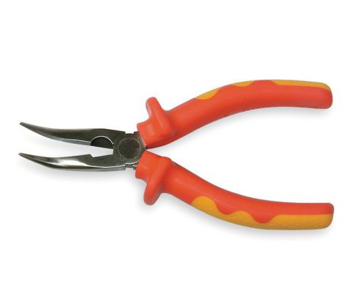 Westward electrical Insulated Bent Needle Nose Pliers, 6 In