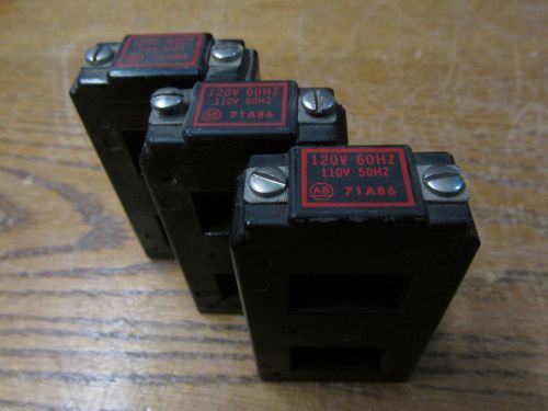 Lot of 3 allen bradley 71a86 coil 120 volts 60 hertz 110 volts 50 hertz for sale