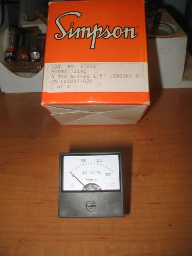NIB Simpson Model 12141 0-300 Volt AC 1-1/2&#034; Panel Meter Cat # 17861