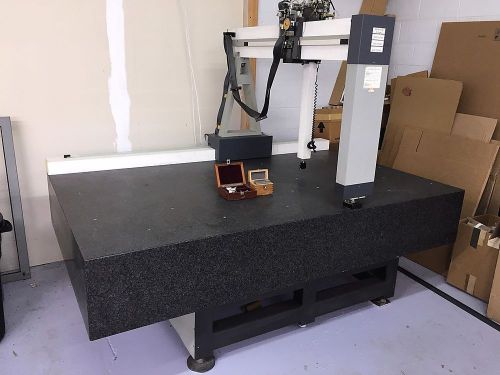 Granite surface plate 90&#034; l x 56&#034; w x 14&#034; thick w/ base &amp; measurement stand for sale