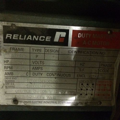Reliance electric 30 hp 286tc 1760 rpm 230/460 volt for sale
