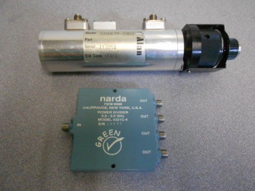 Narda 4321C-4 Power Divider, 4-way &amp; Alan 50SDV79-2003 SMA Step Attenuator