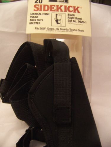 New uncle mike&#039;s black tactical thigh auto duty holster size 20, rh, set #9920-1 for sale