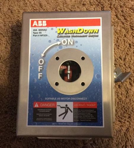 ABB WASH DOWN DISCONNECT SWITCH NF32X-3PB6C NON-FUSED 40 AMP 600V No Handle