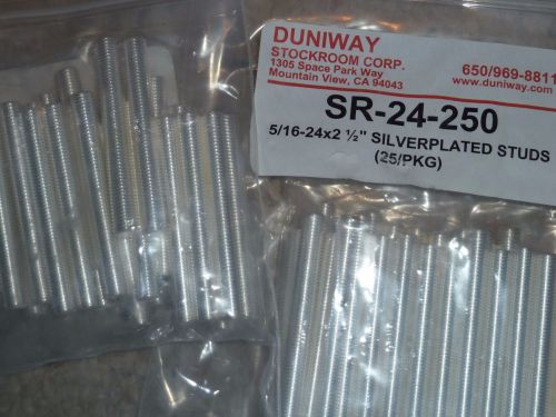 NEW Silver plated studs  5/16&#034; x 24 x 2 1/2&#034; sr-24-250 vacuum