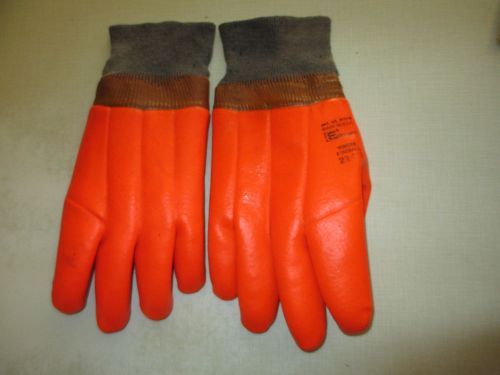 Ansell Edmont Orange Rubber Safety Gloves Lined Winter Fireball 23-491 M/L