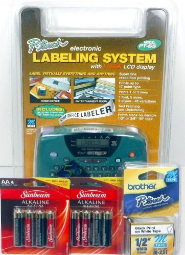 Brother pt-65 electronic labeling system includes extra tape &amp; batteries for sale