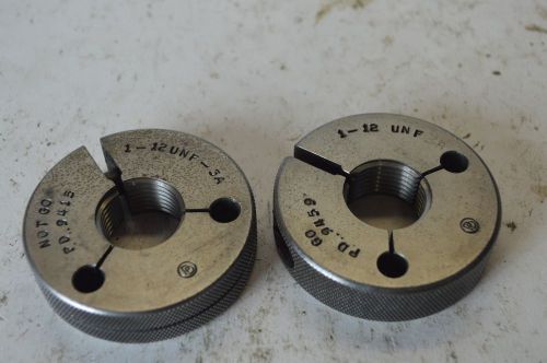 2x pd thread ring gages 1-12&#034; unf-3a no go pd .9415 go .9459 for sale