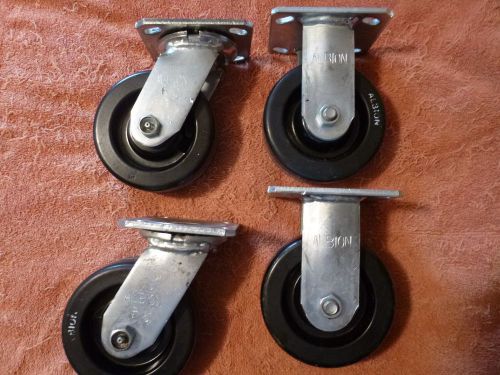 Set of 4 Heavy Duty Albion 16 Series Casters with 5&#034; x 2&#034;  2 Swivel and 2 Rigid