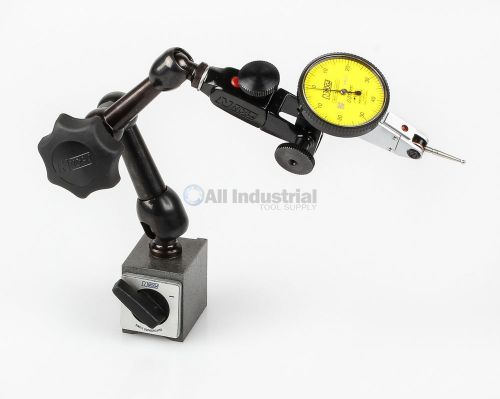 Noga / mitutoyo combo nf61003 magnetic base 176 lb. hold &amp; mm test indicator set for sale