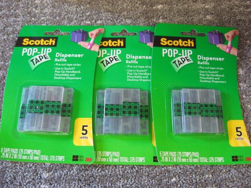 15 pads of scotch pop-up handband tape dispenser refills pre-cut strips (1125) for sale